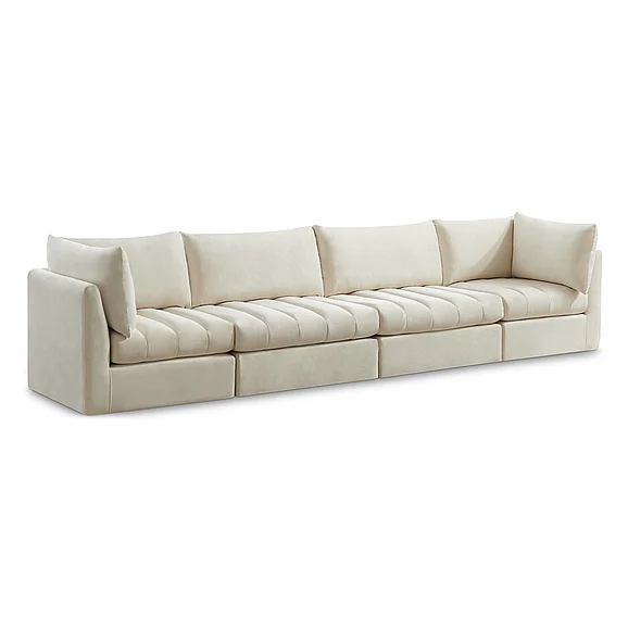 Meridian Jacob Velvet Modular Sofa in Cream Velvet 649Cream-S140