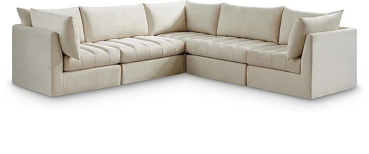 Meridian Jacob Velvet Modular Sectional in Cream Velvet 649Cream-Sec5C