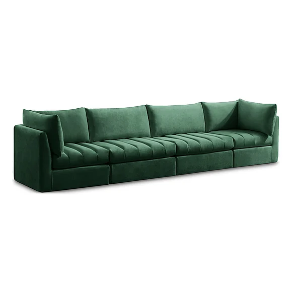 Meridian Jacob Velvet Modular Sofa in Green Velvet 649Green-S140