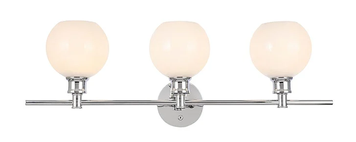 Elegant Collier 3 Light Chrome and Frosted White Glass Wall Sconce LD2319C