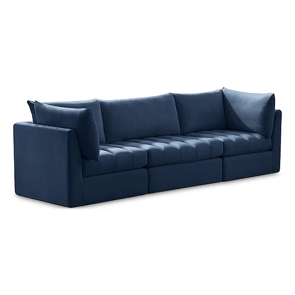 Meridian Jacob Velvet Modular Sofa in Navy Velvet 649Navy-S103