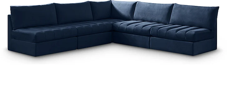 Meridian Jacob Velvet Modular Sectional in Navy Velvet 649Navy-Sec5B