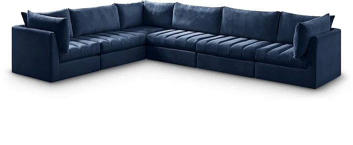 Meridian Jacob Velvet Modular Sectional in Navy Velvet 649Navy-Sec6A