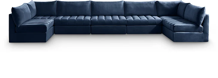 Meridian Jacob Velvet Modular Sectional in Navy Velvet 649Navy-Sec7C