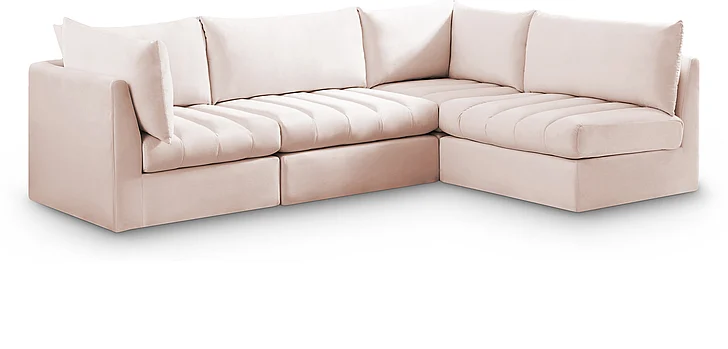 Meridian Jacob Velvet Modular Sectional in Pink Velvet 649Pink-Sec4A