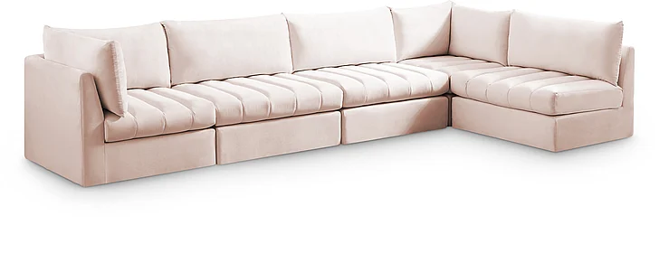 Meridian Jacob Velvet Modular Sectional in Pink Velvet 649Pink-Sec5A
