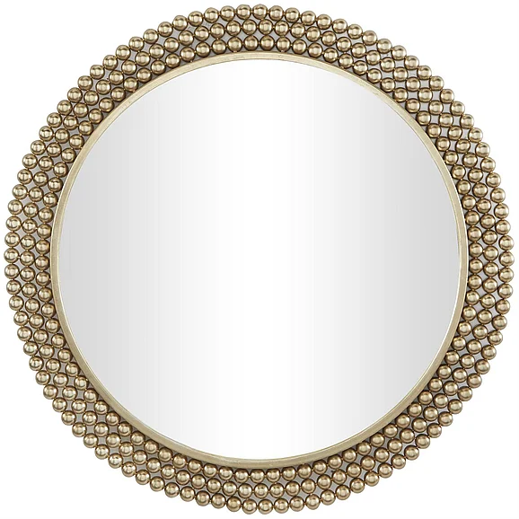 UMA CosmoLiving by Cosmopolitan Brass Metal Room Wall Mirror with Beaded Detailing, 32" x 1" x 32" | 15545