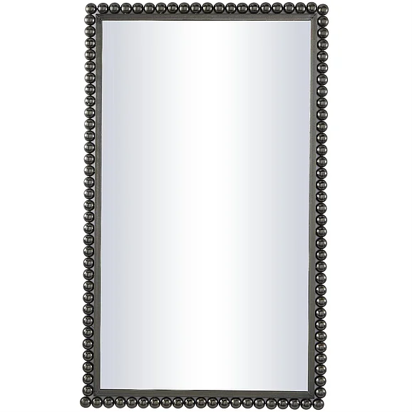 UMA CosmoLiving by Cosmopolitan Black Metal Room Wall Mirror with Beaded Detailing, 24" x 1" x 40" | 15549