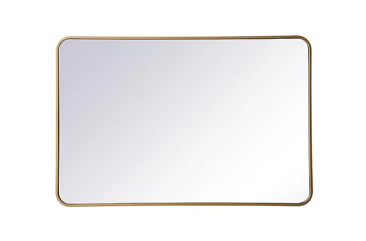 Elegant Soft Corner Metal Rectangular Mirror 28X42 In. in Brass MR802842BR
