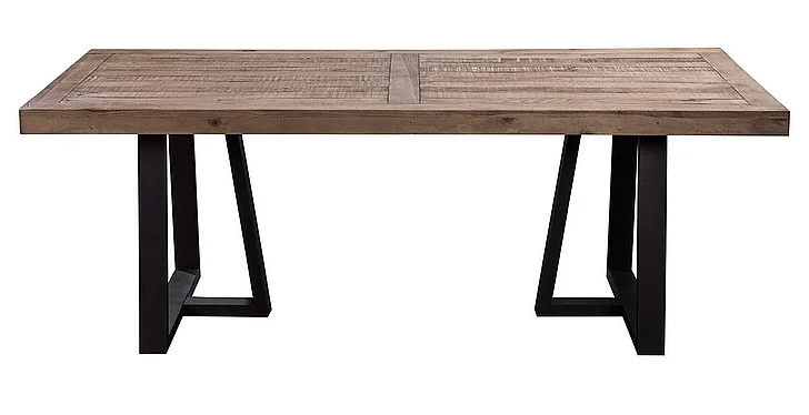 Alpine Furniture Prairie Rectangular Dining Table in Natural and Black 1568-01