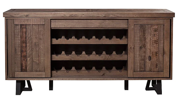 Alpine Furniture Prairie Sideboard with Wine Holder in Natural and Black 1568-06