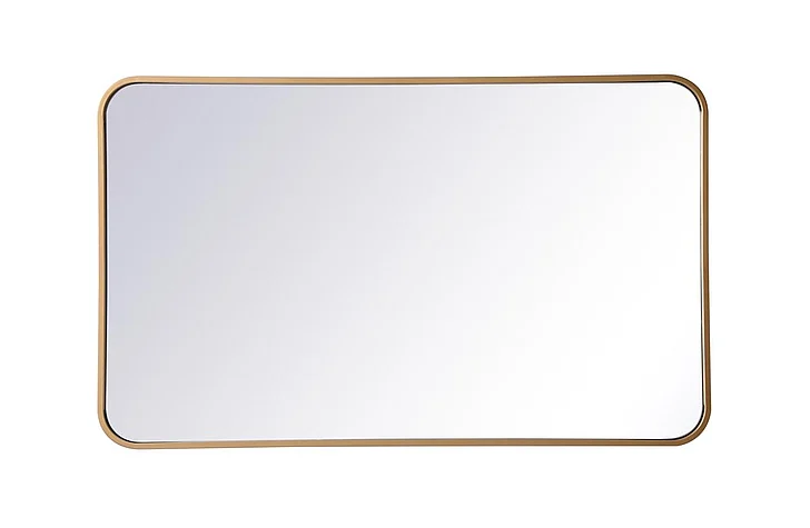 Elegant Soft Corner Metal Rectangular Mirror 22X36 In. in Brass MR802236BR