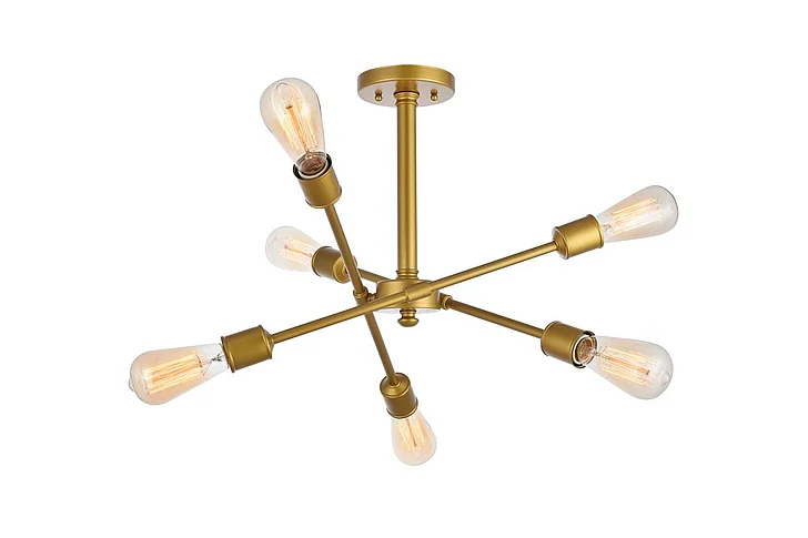 Elegant Axel 6 Lights Brass Flush Mount LD8003D17BR