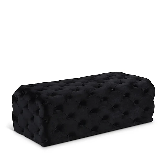 Meridian Casey Velvet Ottoman | Bench in Black Velvet 121Black
