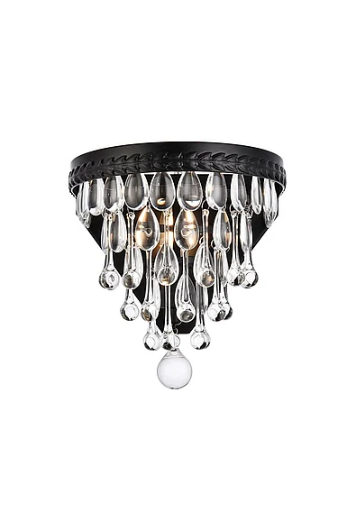 Elegant Nordic 1 Light Black Wall Sconce 1219W9BK/RC