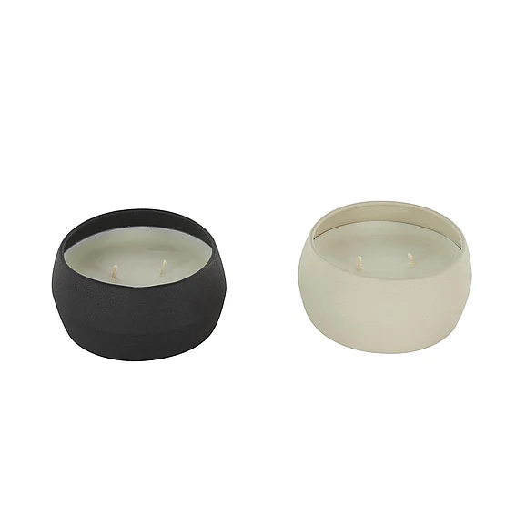 UMA Multi Colored Metal Apple Cinnamon / Creamy Vanilla Swirl Scented Textured 9oz 2 Wick Decorative Candle with White Wax, (Set of 2) 4W, 2H | 15853
