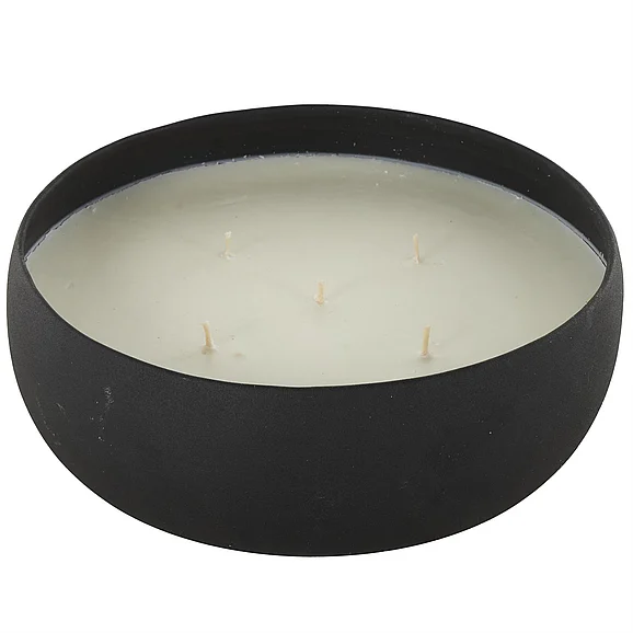 UMA Black Metal Eucalyptus Spa Scented Textured 63oz 5 Wick Decorative Candle with White Wax, 9 x 9 x 3 | 15865