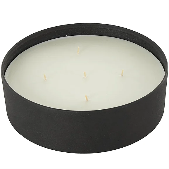UMA Black Metal Creamy Vanilla Swirl Scented Textured 59oz 5 Wick Decorative Candle with White Wax, 9" x 9" x 3" | 15873