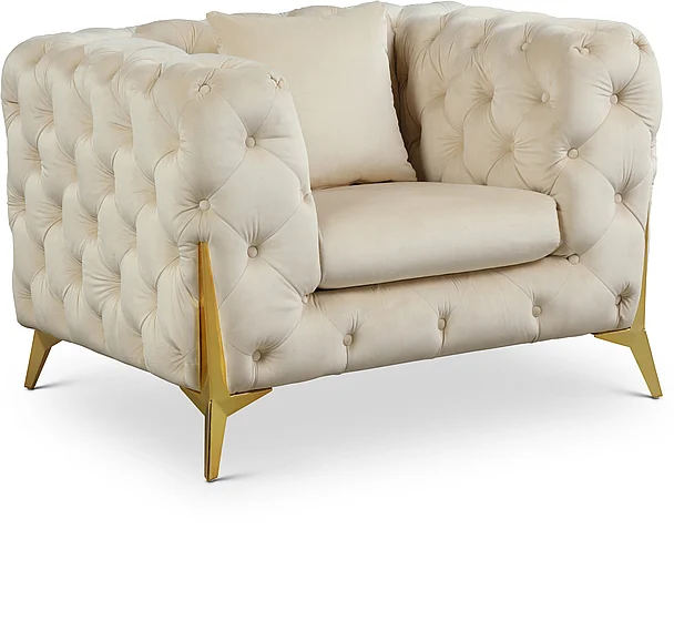 Meridian Kingdom Velvet Chair in Cream Velvet 695Cream-C