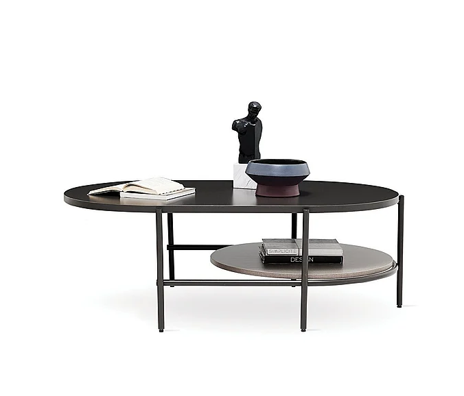 Enza Home Berta Elliptical Coffee Table in Taupe 1594812