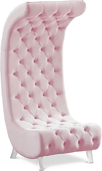Meridian Crescent Velvet Chair in Pink Velvet 568Pink-C