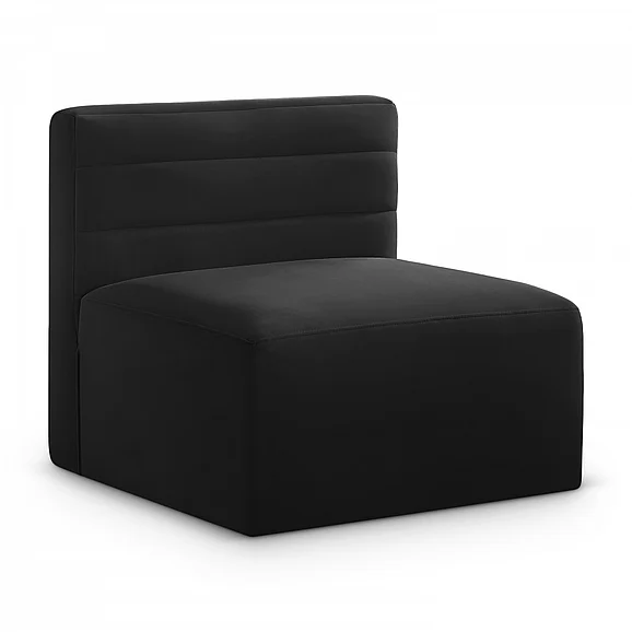 Meridian Quincy Velvet Modular Comfort Armless Chair in Black Velvet 677Black-Armless