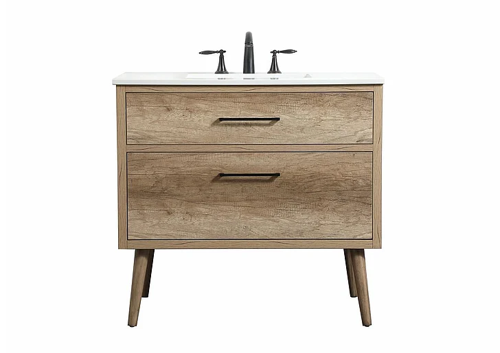 Elegant 36 In. Single Bathroom Vanity in Natural Oak VF41036NT