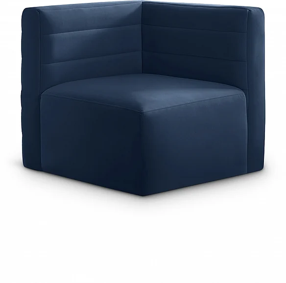 Meridian Quincy Velvet Modular Comfort Corner Chair in Navy Velvet 677Navy-Corner
