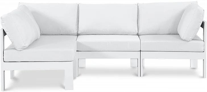 Meridian Nizuc Outdoor Patio Aluminum Modular Sectional in White Water Resistant Fabric 375White-Sec4A