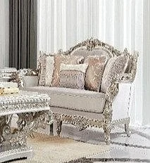 Homey Design HD-1609 Loveseat in Silver w/Gold Highlighting HD-L1609