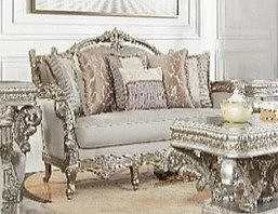 Homey Design HD-1609 Sofa in Silver w/Gold Highlighting HD-S1609