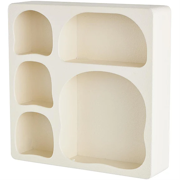 UMA Cream Wood Geometric 5 Shelf Room Wall Shelf, 19" x 5" x 19" | 16135 CLOSEOUT