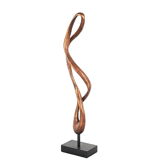 UMA Bronze Polystone Abstract Abstract Decorative Sculpture with Rectangle Black Base, 6 x 4 x 28 | 16171