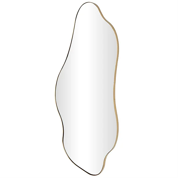 UMA Gold Metal Wavy Room Wall Mirror, 15" x 1" x 40" | 16264