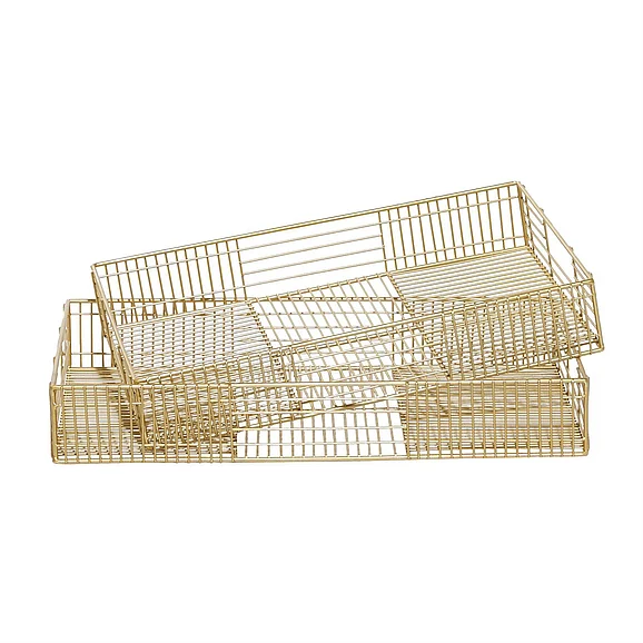 UMA CosmoLiving by Cosmopolitan Gold Metal Wire Tray, Set of 2 17, 19W | 16441 CLOSEOUT