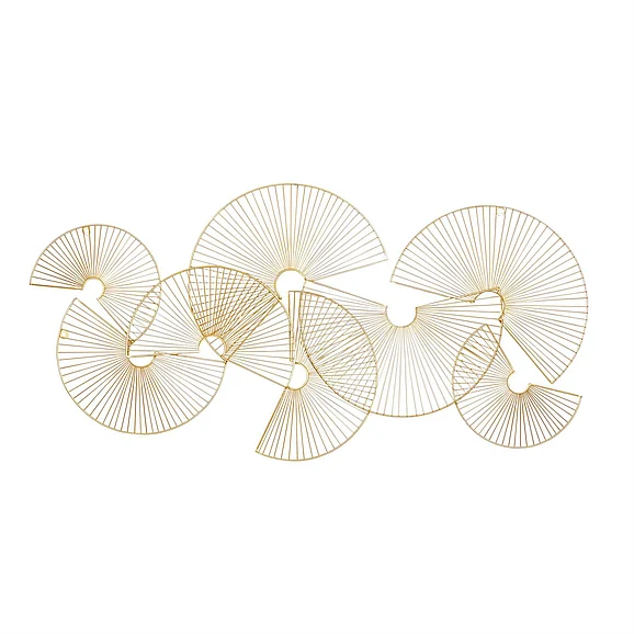 UMA CosmoLiving by Cosmopolitan Gold Metal Sunburst Crescent Overlapping Wire Fan Home Wall Decor, 45 x 2 x 22 | 16443