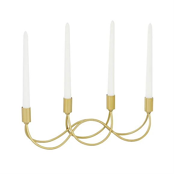UMA CosmoLiving by Cosmopolitan Gold Metal Decorative Candelabra, 15" x 3" x 5" | 16445