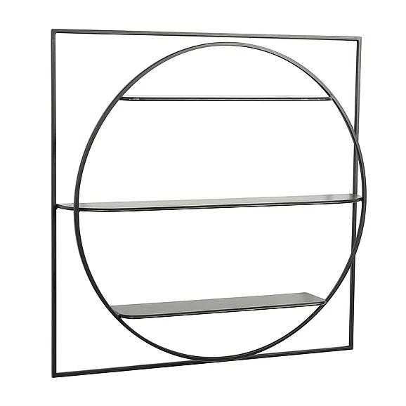 UMA Black Metal 3 Shelves Room Wall Shelf, 32" x 5" x 32" | 16449