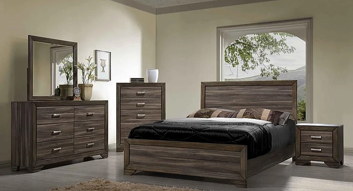 Emma Mason Signature Avondale Estate 4pc Panel Bedroom Set in Driftwood