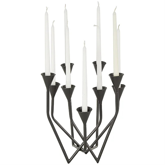 UMA CosmoLiving by Cosmopolitan Black Metal Taper 9 Slot Decorative Candelabra, 12" x 11" x 14" | 16514