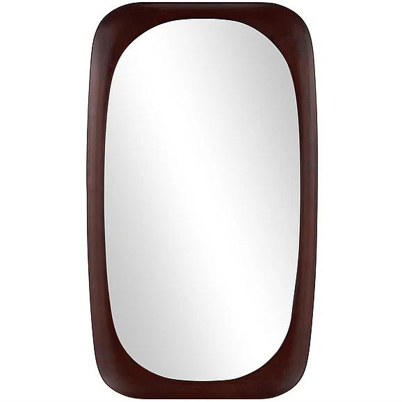 UMA Dark Brown Wood Oval Minimalistic Room Wall Mirror, 27 x 2 x 47 | 16537