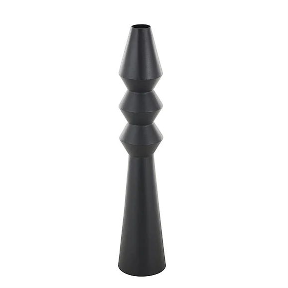 UMA Black Metal Art Deco Fluted Decorative Vase, 7 x 7 x 33 | 16555