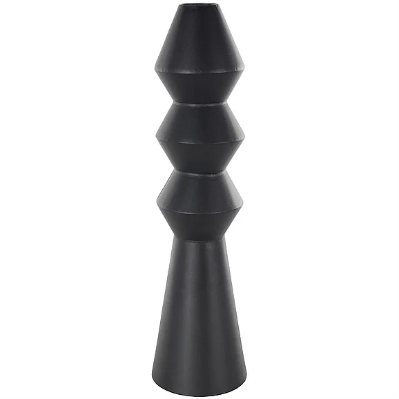UMA Black Metal Art Deco Fluted Decorative Vase, 6 x 6 x 24 | 16556