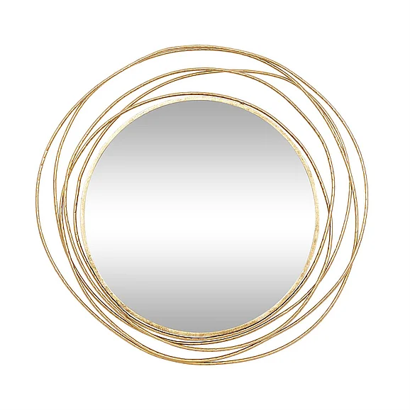 UMA Gold Metal Room Wall Mirror with Overlapping Ring Frame, 40" x 1" x 38" | 16580