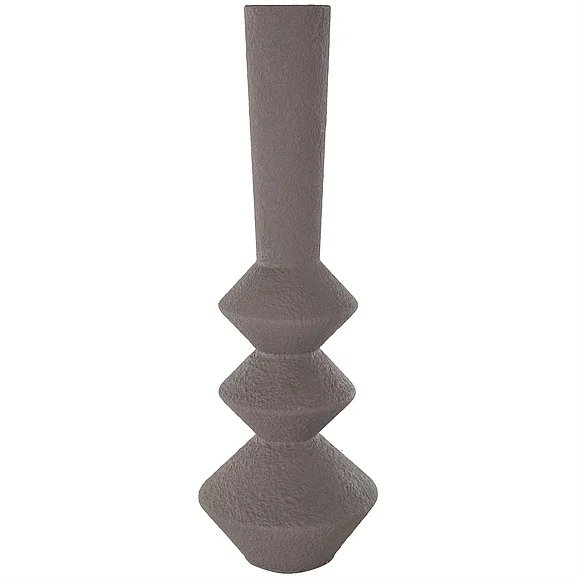 UMA Dark Gray Metal Art Deco Fluted Decorative Vase, 7 x 7 x 30 | 16609