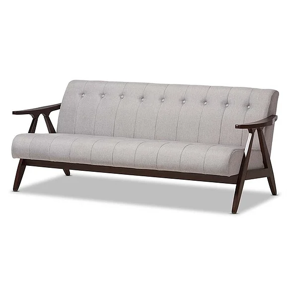 Baxton Studio Enya Lounge Sofa in Grey/"Walnut" Brown LB160-Grey/Walnut-SF
