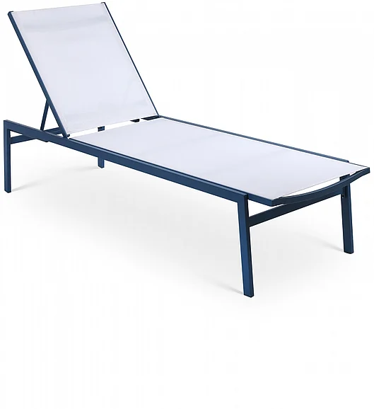 Meridian Santorini Outdoor Patio Chaise Lounge Chair in White Resilient Mesh Water Resistant Fabric 397White
