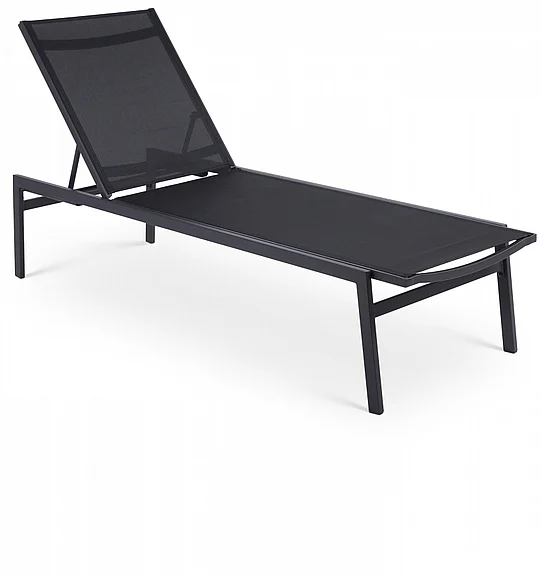 Meridian Santorini Outdoor Patio Chaise Lounge Chair in Black Resilient Mesh Water Resistant Fabric 398Black
