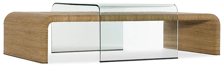 Hooker Furniture Amani Rope and Glass Cocktail Table in Browns 1672-80210-80