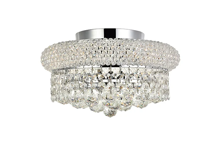Elegant Primo 4 Light Chrome Flush Mount Clear Royal Cut Crystal V1800F12C/RC